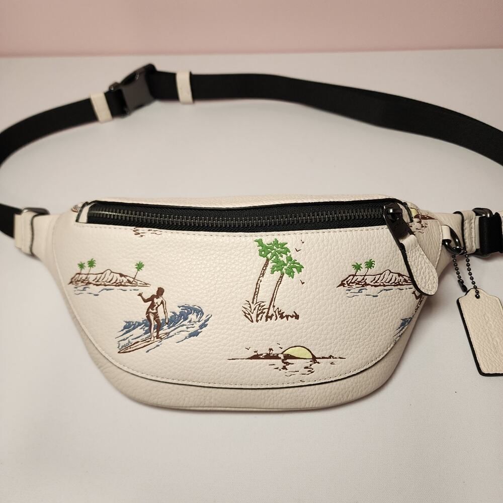 NWT Coach CBI28 Warren Mini Belt Bag With Surf Print Hawaii